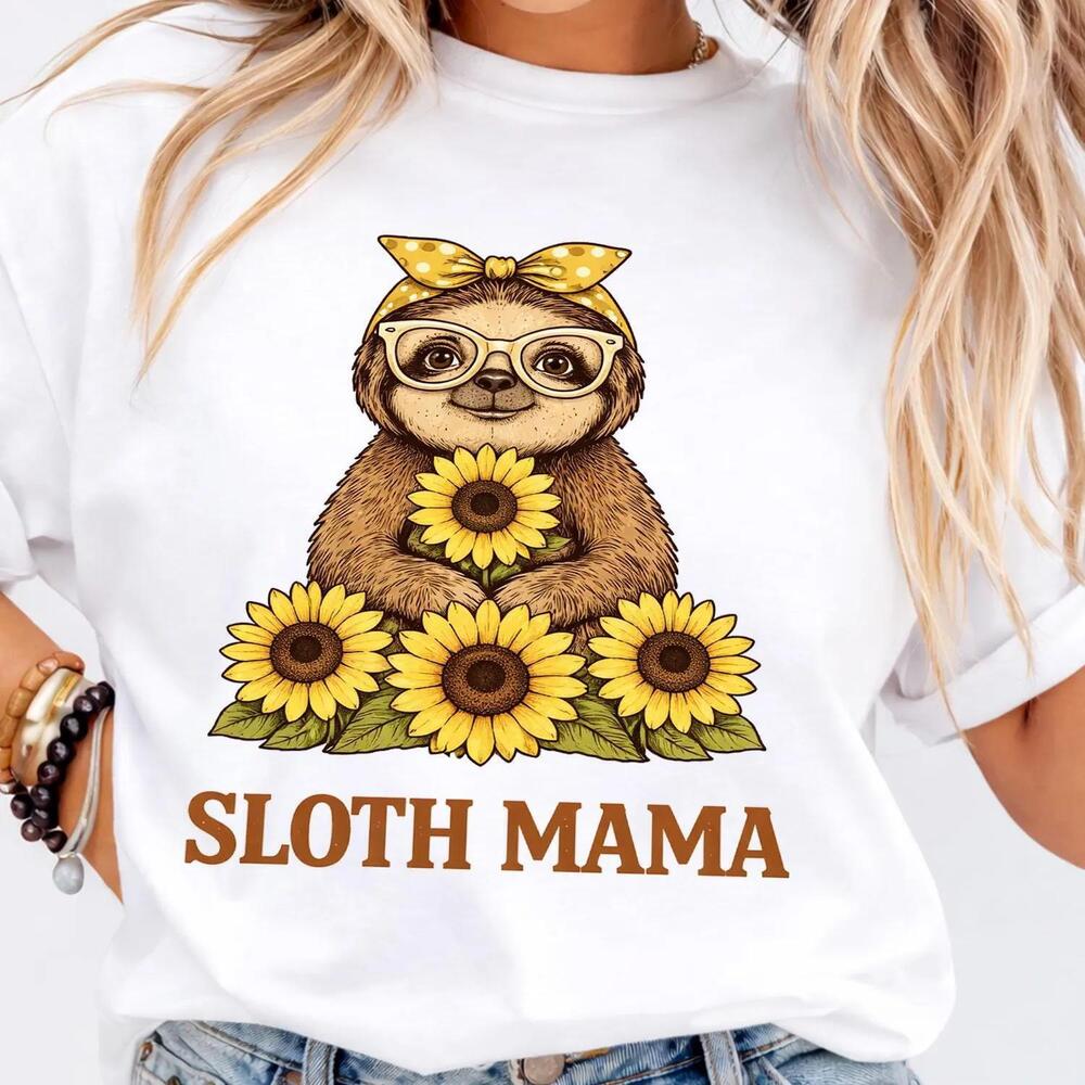 Sloth Mama Shirt, Cute Sloth Mom Tee, Animal Lover Mom Shirt